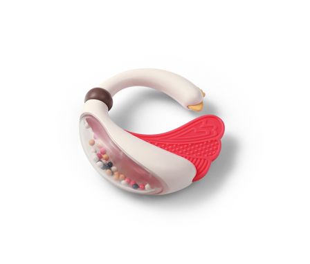 BABYONO Hrkálka s hryzadlom Swan, 3m+