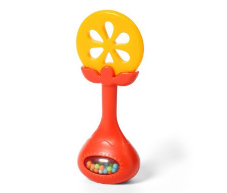 BABYONO Edukačné hryzadlo s hrkálkou Juicy Orange
