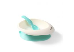 BABYONO Miska s prísavkou a lyžičkou mint 230 ml, 6m+