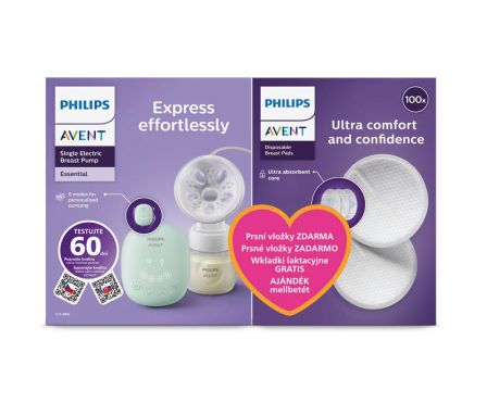AVENT Odsávačka materského mlieka elektrická Essential SCF323/11 + Darček