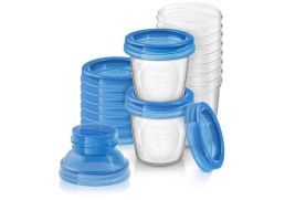 AVENT VIA Zásobníky na materské mlieko 10x180 ml + vrchnáky + 2x adaptéry