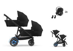 CYBEX e-Gazelle S Lux + Gazelle S Cot S Twin Travel Set Aton B2 i-Size + fusak Snøgga 2 ZADARMO moon black 2025
