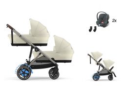 CYBEX e-Gazelle S Lux + Gazelle S Cot S Twin Travel Set Aton B2 i-Size + fusak Snøgga 2 ZADARMO seashell beige 2025