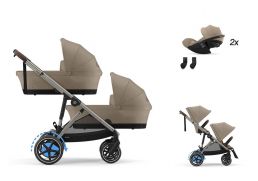 CYBEX e-Gazelle S Lux + Gazelle S Cot S Twin Travel Set Cloud G Plus i-Size + fusak Snøgga 2 ZADARMO almond beige 2025