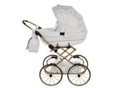 JUNAMA Kočík pre bábiky Heart 01 white/gold